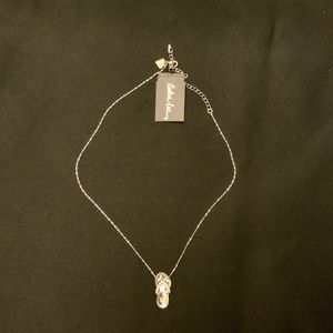 N1/ NWT 18” Cookie Lee Necklace - Silver/Cubic Zirconia Flipflop pendant
